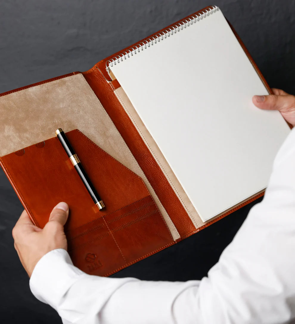 Schreibmappe-| Organizer A4 in Cognac - leder-accessoires.com