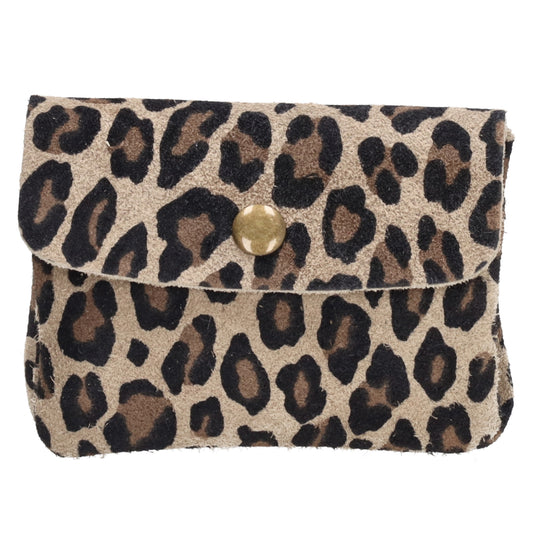Lederbörse Mini 11x7,5cm in Leoparden-Optik mit Druckknopf