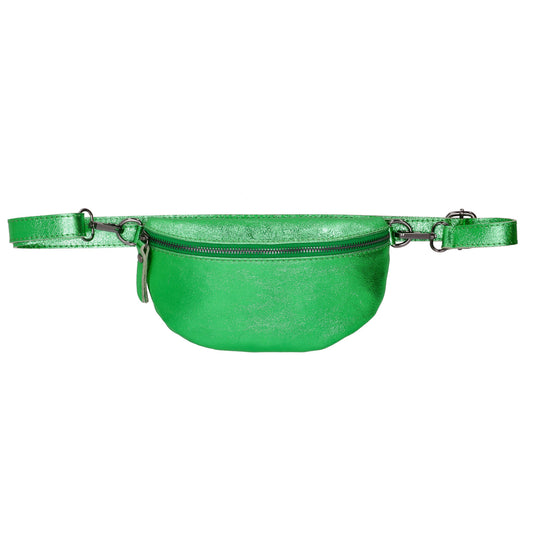 Bodybag 23x13cm in Grün-Metallic mit Reißverschluss - leder-accessoires.com