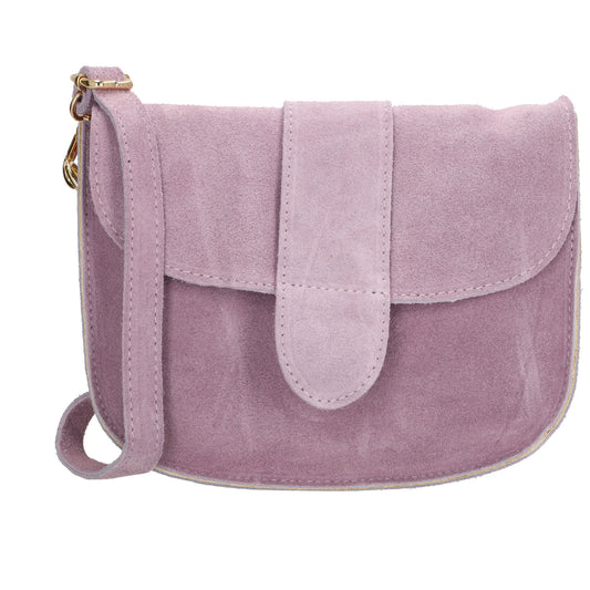 Sattel-| Schultertasche 21 x 16cm in Flieder aus Leder mit Überschlag - leder-accessoires.com