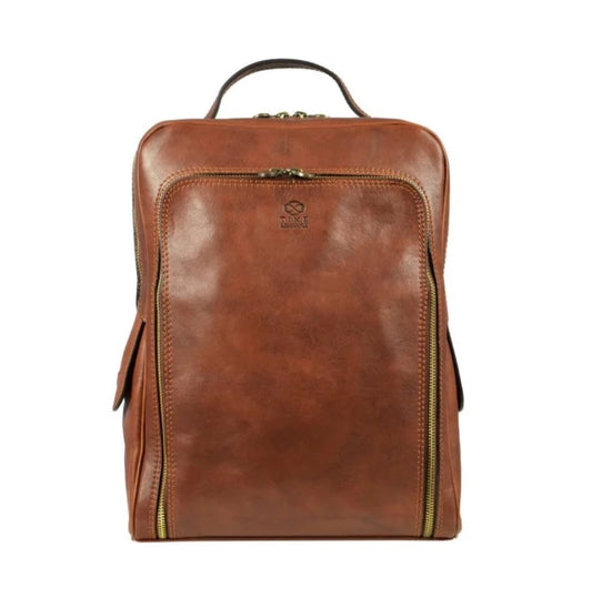 Rucksack 28,5 x 36cm in Cognac aus Leder