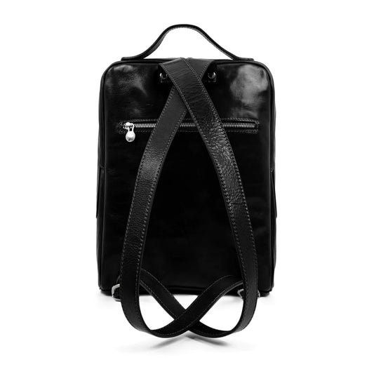 Rucksack 28,5 x 36cm in Schwarz aus Leder