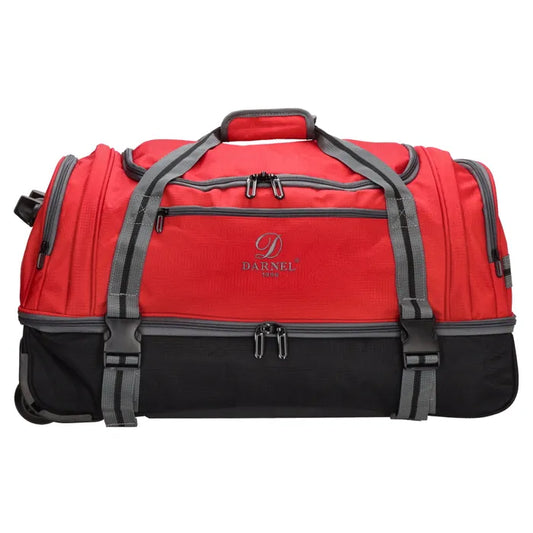 Trolleyreisetasche 60 x 30cm in Rot mit separatem Staufach unten - leder-accessoires.com