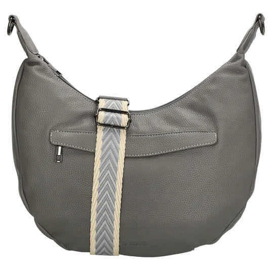 Schultertasche 35x22cm in Grau mit Reißverschluss und Wechselriemen - leder-accessoires.com