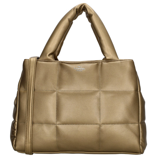 Shopper gesteppt 32 x 24cm in Bronze mit Kurzgriff und Reißverschluss - leder-accessoires.com