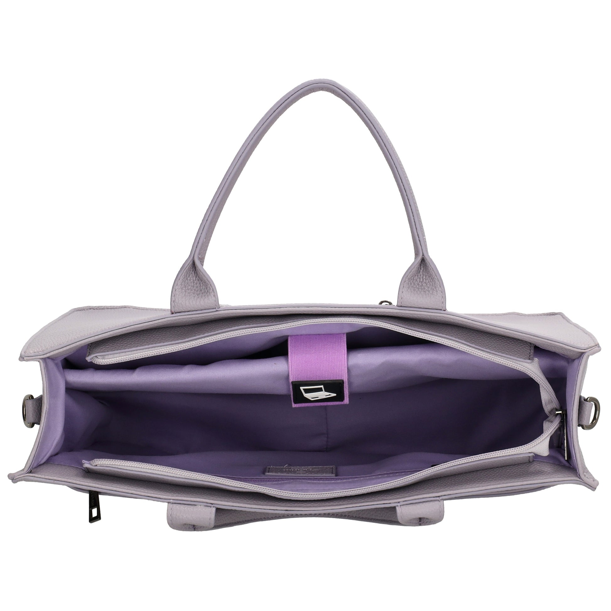 Shopper 40x29,5cm in Flieder mit Reißverschluss und Kurzgriff - leder-accessoires.com