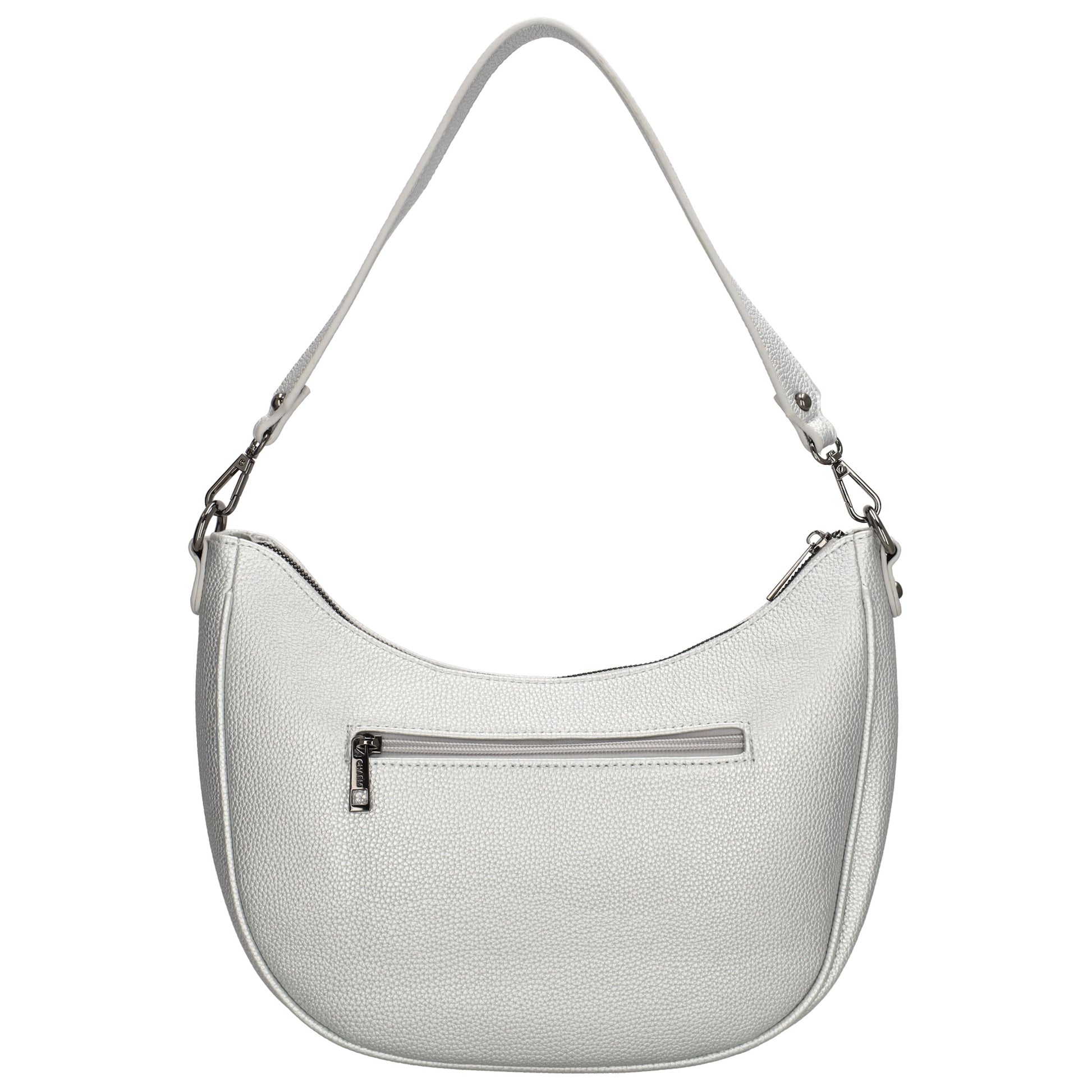 Schultertasche 37x37cm in Silber mit Reißverschluss und Wechselriemen - leder-accessoires.com