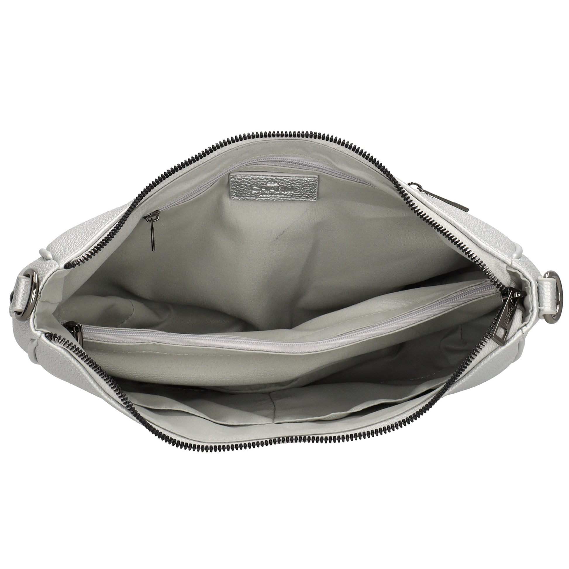 Schultertasche 37x37cm in Silber mit Reißverschluss und Wechselriemen - leder-accessoires.com