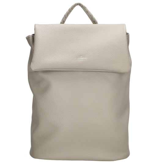 Rucksack 35 x 30cm in Hellgrau mit Überschlag in Leder-Optik