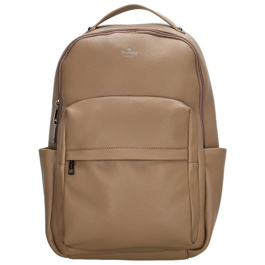 Rucksack 28x41cm in Taupe mit Reißverschluss und Vortasche - leder-accessoires.com