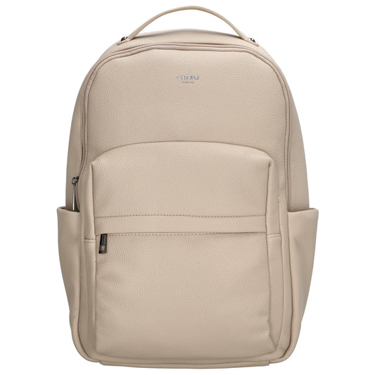 Rucksack 28x41cm in Beige mit Reißverschluss und Vortasche - leder-accessoires.com
