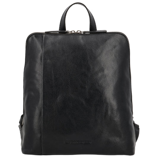 Rucksack 29 x 27cm in Schwarz mit Reißverschluss in Leder