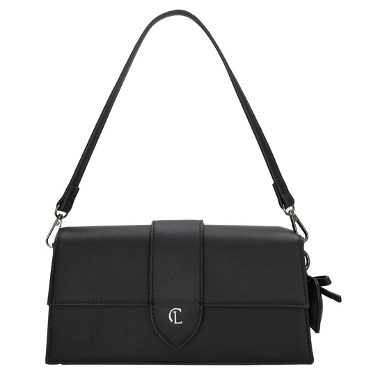 Schultertasche| Clutch 26 x 13cm in Schwarz mit Überschlag