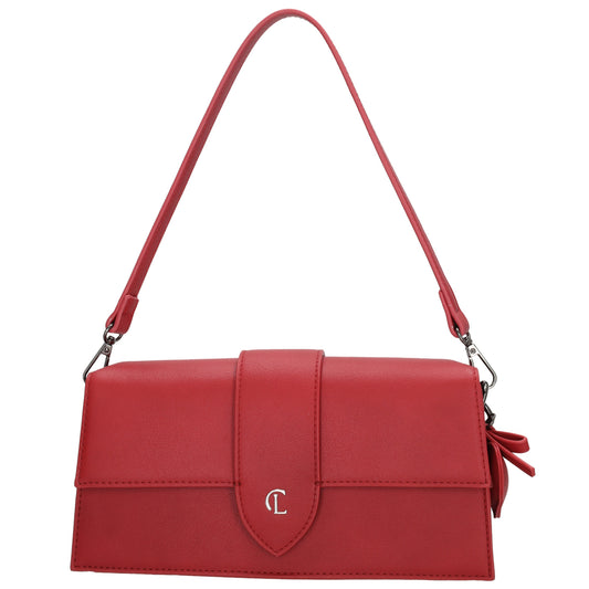Schultertasche| Clutch 26 x 13cm in Rot mit Überschlag