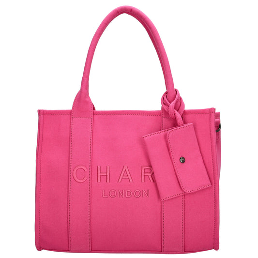 Leinenshopper 34 x 27cm in Fuchsia| Pink mit Reißverschluss - leder-accessoires.com