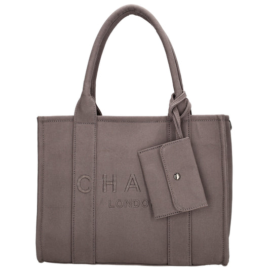 Leinenshopper 34 x 27cm in Grau mit Reißverschluss - leder-accessoires.com