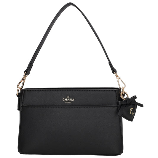 Schultertasche 15x25cm in Schwarz mit Reißverschluss