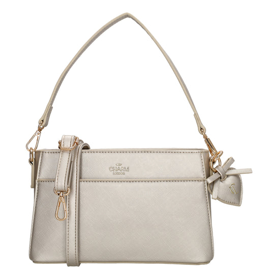 Schultertasche 15x25cm in Champagner mit Reißverschluss