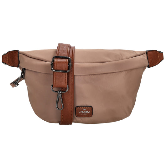 Bodybag 22x14cm in Taupe mit Reißverschluss