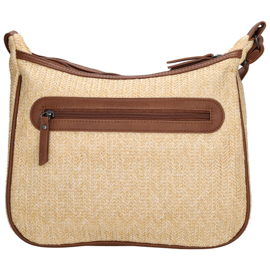 Schultertasche im Korbflecht-Design 30 x 27cm in Natur mit Reißverschluss - leder-accessoires.com