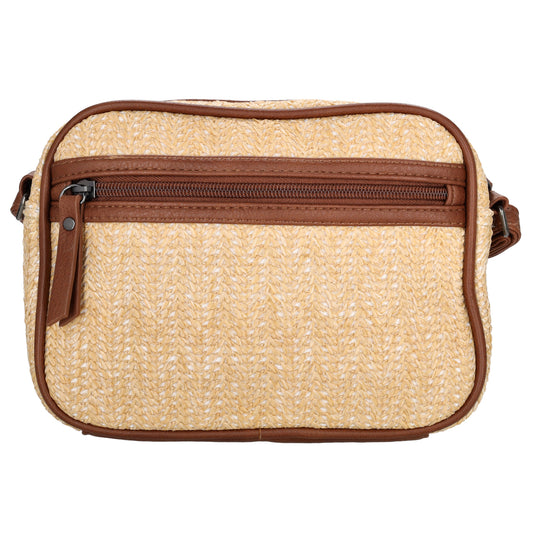 Crossbodytasche im Korbflecht-Design 19 x 14cm in Natur mit Reißverschluss - leder-accessoires.com