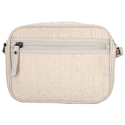 Crossbodytasche im Korbflecht-Design 19 x 14cm in Creme mit Reißverschluss - leder-accessoires.com