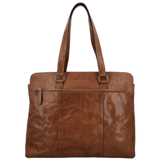 Business-| Laptoptasche 40x32cm in Cognac mit Reißverschluss