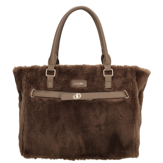 Shopper 30x40cm aus Kunstfell in Mokka|Braun
