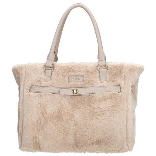 Shopper 30x40cm aus Kunstfell in Creme