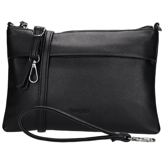 Clutch|Umhängetasche 25x17cm in Schwarz aus Kunstleder