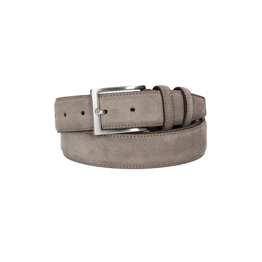 Herren-|Anzugsgürtel 35mm Nappa abgenäht in Taupe aus Leder - leder-accessoires.com