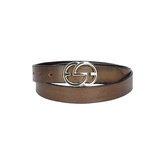 Ledergürtel 30mm in Grau mit GG-Schließe in Light Gold - leder-accessoires.com