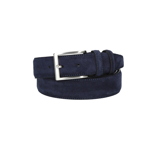 Herren-|Anzugsgürtel 35mm Nappa abgenäht in Dunkelblau aus Leder - leder-accessoires.com
