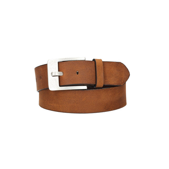 Ledergürtel Cognac 45mm mit Dornschließe in Silber - leder-accessoires.com