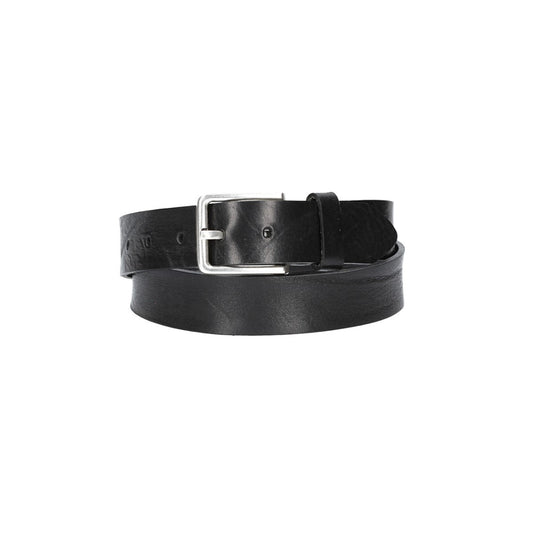 Hochwertiger Ledergürtel 35mm in Schwarz mit rustikaler Schließe in Silber - leder-accessoires.com