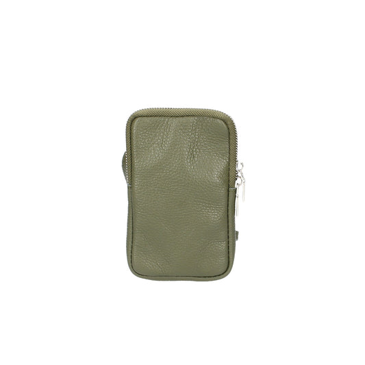 Handytasche 16x10cm in Oliv aus Leder - leder-accessoires.com