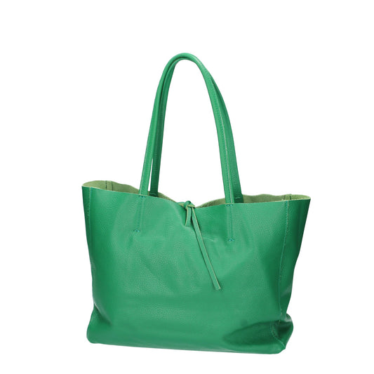 Shopper im Querformat 35x12x30cm in Grün aus Leder - leder-accessoires.com