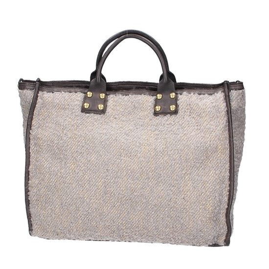 Campomaggi Shopper" Estia" aus grauem Leder und Lame-Stoff - leder-accessoires.com