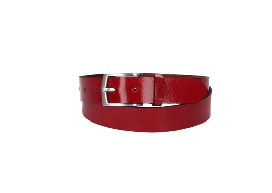 Ledergürtel Rot 30mm mit Dornschließe in Silber - leder-accessoires.com