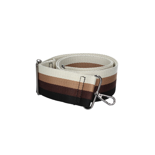 Taschenriemen|Wechselriemen in Braun gestreift mit Karabiner Silber - leder-accessoires.com