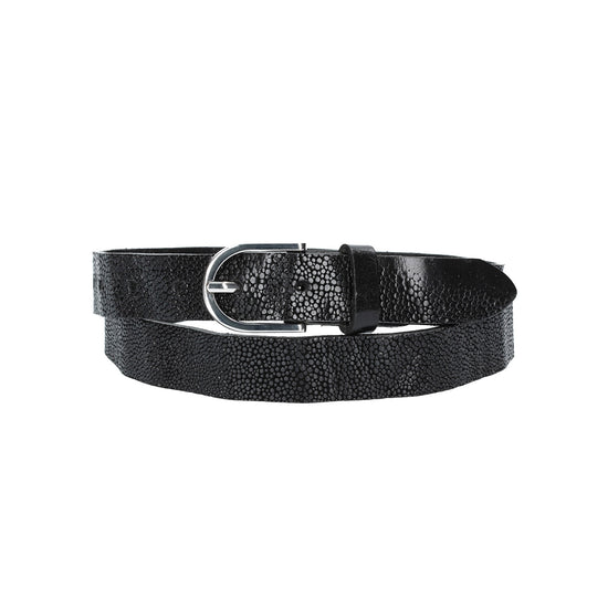 Ledergürtel Schwarz 25mm in Rochenoptik mit Dornschließe - leder-accessoires.com