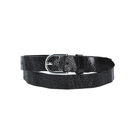 Ledergürtel Schwarz 25mm in Rochenoptik mit Dornschließe - leder-accessoires.com