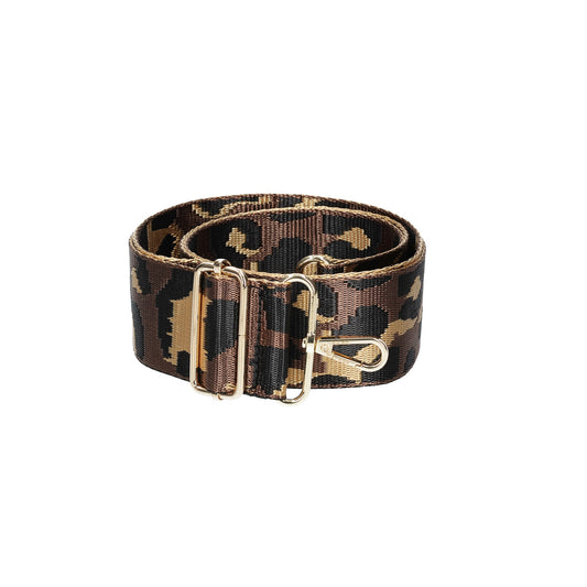 Taschenriemen|Wechselriemen in Camouflage Braun mit Karabiner Silber - leder-accessoires.com