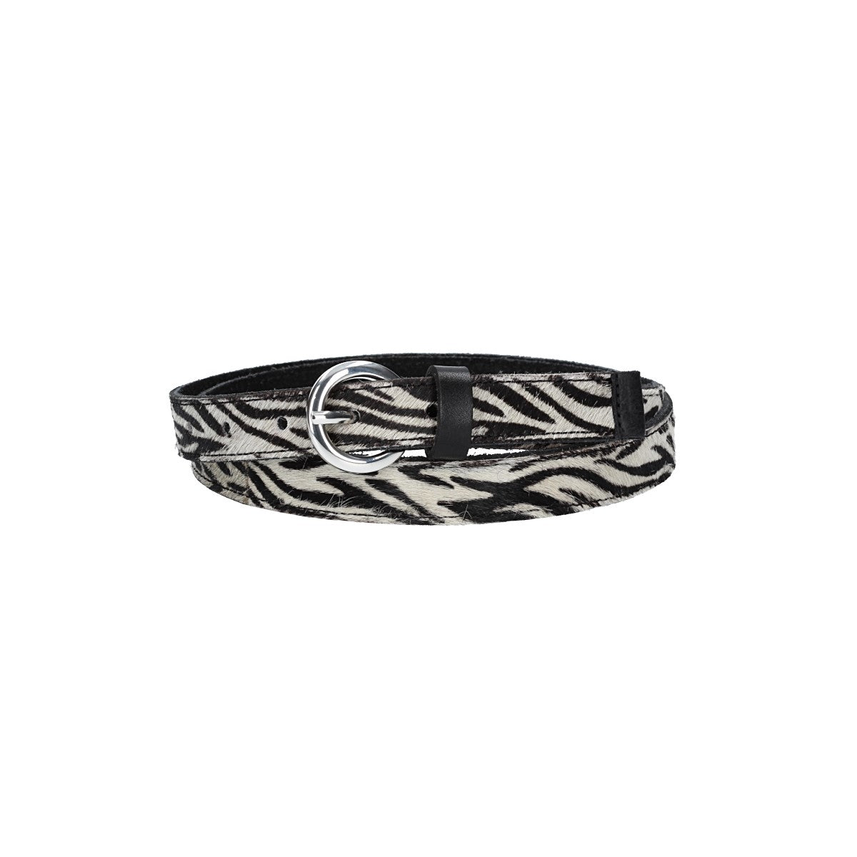 Fellgürtel 20mm in Zebra-Optik mit Schließe in Silber - leder-accessoires.com