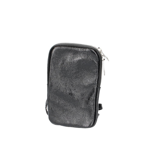Handytasche aus Leder 17x10cm in Schwarz metallic - leder-accessoires.com