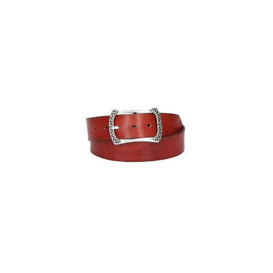 Ledergürtel Rot 40mm mit Vollschließe in Silber - leder-accessoires.com
