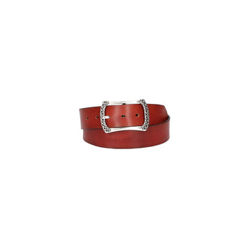 Ledergürtel Rot 40mm mit Vollschließe in Silber - leder-accessoires.com