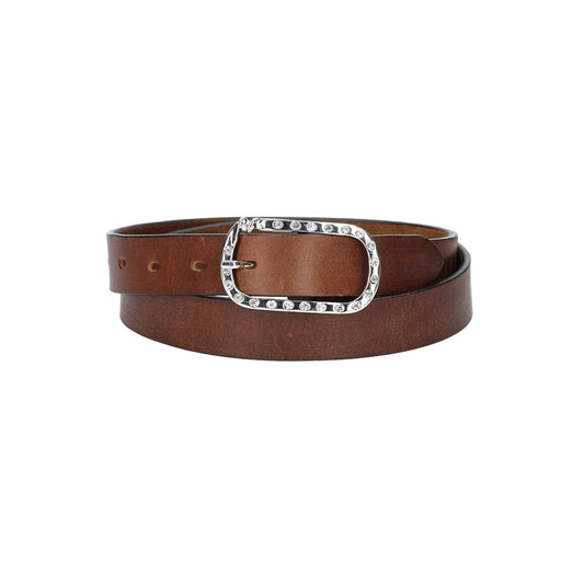 Ledergürtel 30mm in Braun mit Strass-Schließe in Silber - leder-accessoires.com