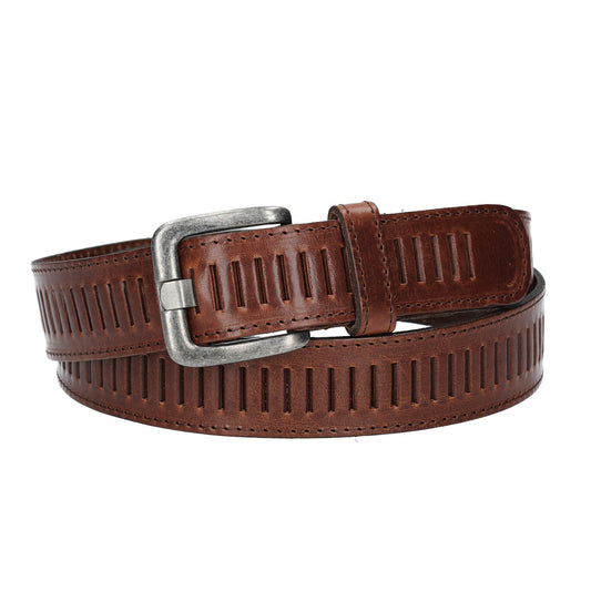 Ledergürtel 40mm stufenlos verstellbar in Braun - leder-accessoires.com