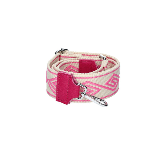 Taschenriemen|Wechselriemen in Rosa|Raute mit Karabiner Silber - leder-accessoires.com